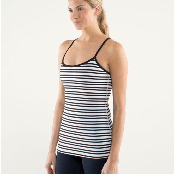 Lululemon Power Y Tank *Luon Light Twin Stripe Black/Black 4 - Picture 3 of 16